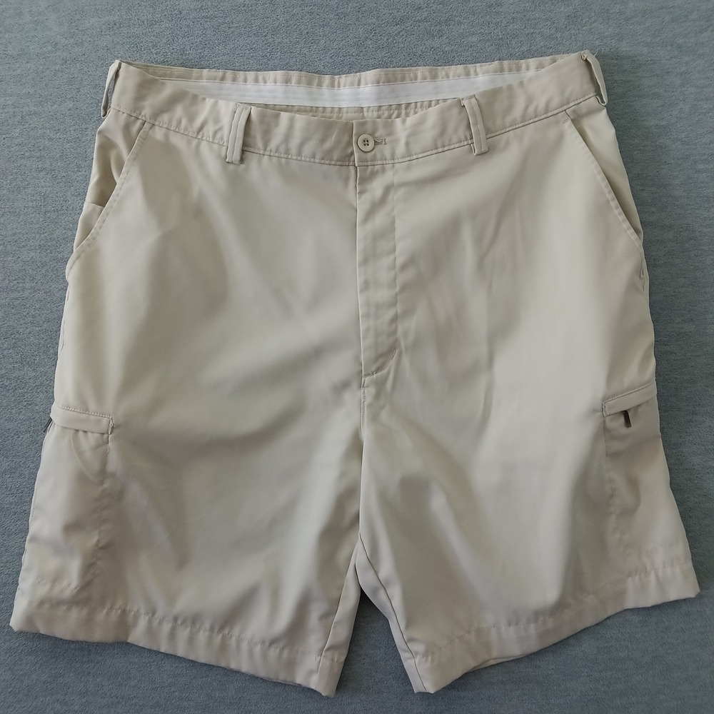 Snake Eyes Dry-18 Mens Khaki Tan Golf Shorts Size 38 Performance Wicking Pockets